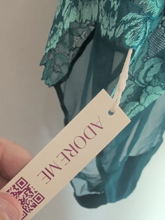 Adore Me Teal Floral Lace Plunge Teddy - Picture 2 of 7